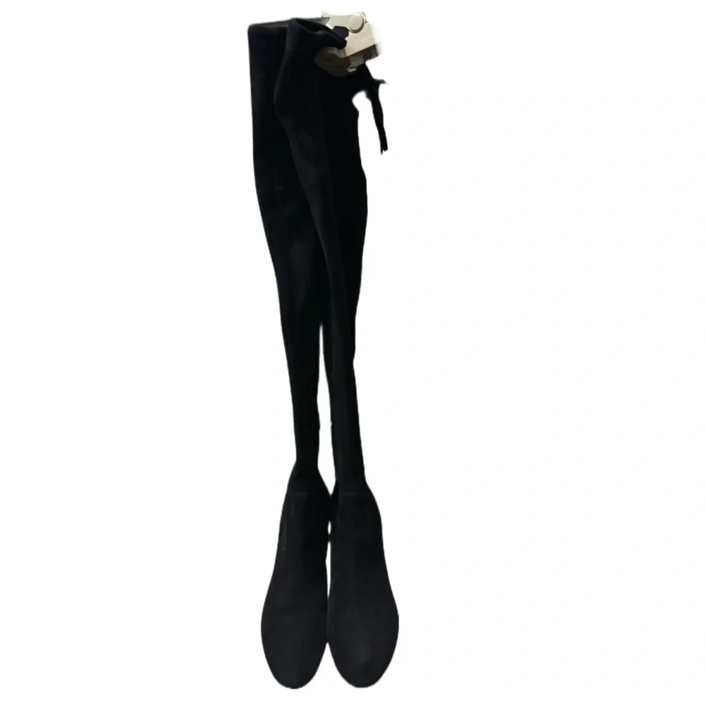 Marc Fisher Black Suede Over-the-Knee Boots Minimalist Y2K Classic Black Size 6